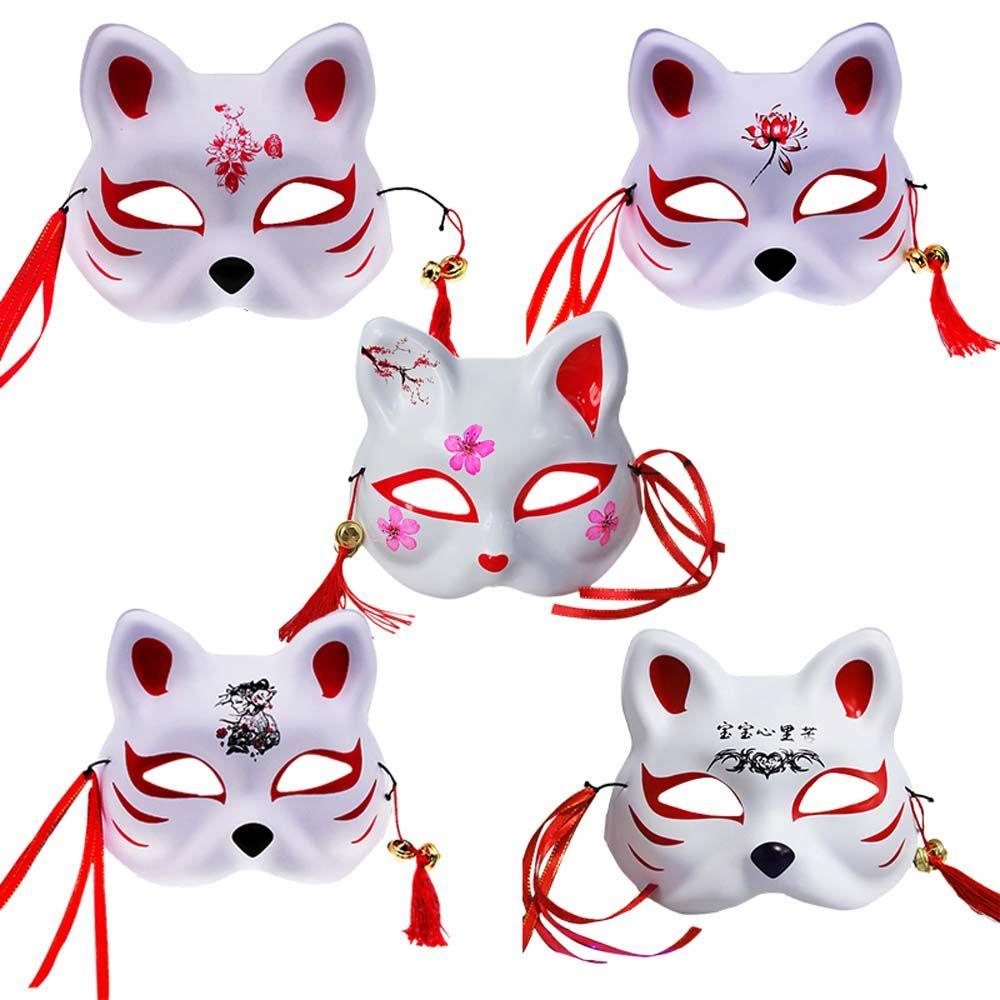 Mặt Nạ Hóa Trang Halloween Bảo Vệ Nửa Khuôn Mặt Hình Mèo Masque Nhật Bản
