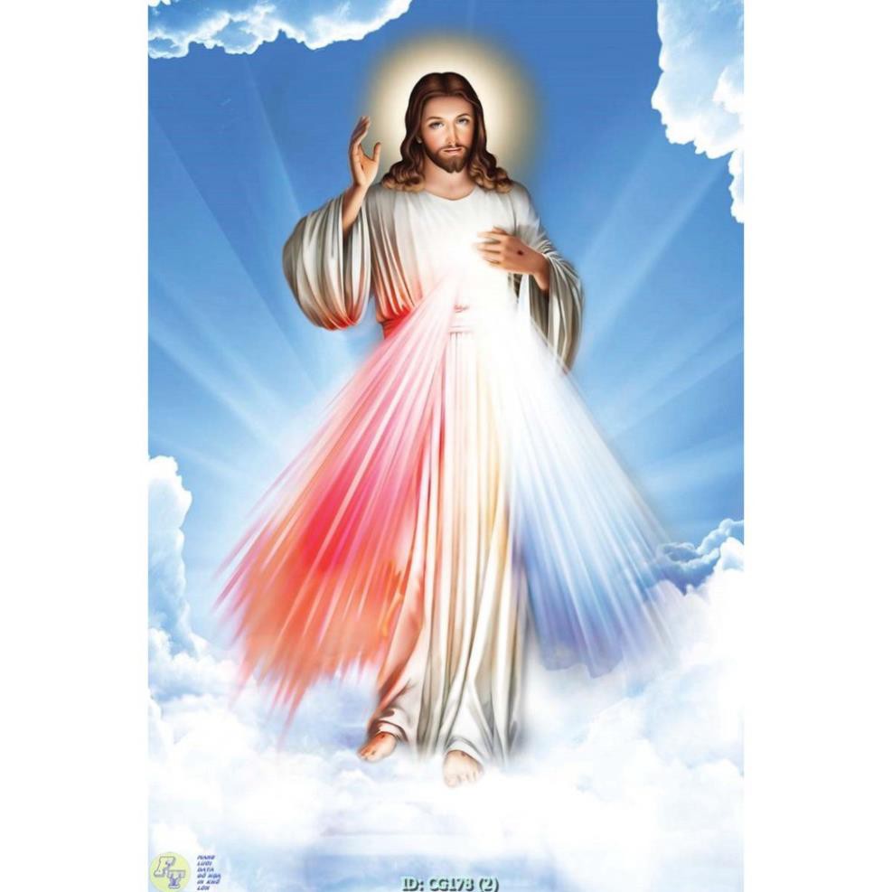 Tranh Công Giáo Kèm Khung/ Chúa Thương Xót/ Chúa Giêsu/ Đức Mẹ Maria,Gia Đình Thánh Gia Tranh Treo Tường Tráng Gương AM2