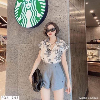 Set sơ mi hoa mix quần thêu cd