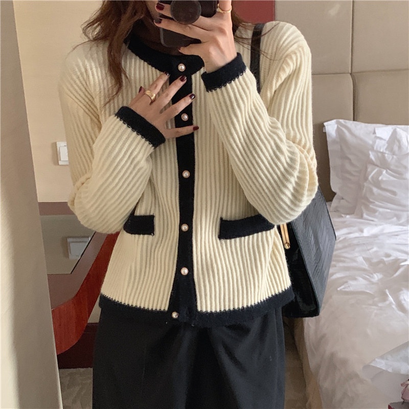 Áo khoác cardigan dài tay cổ tròn xinh xắn dành cho nữ 46716
