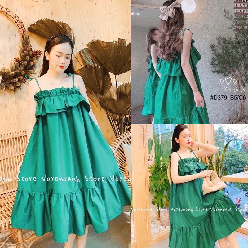 Đầm xoè babydoll bèo, Đầm dây xoè lụa đũi cao cấp | BigBuy360 - bigbuy360.vn