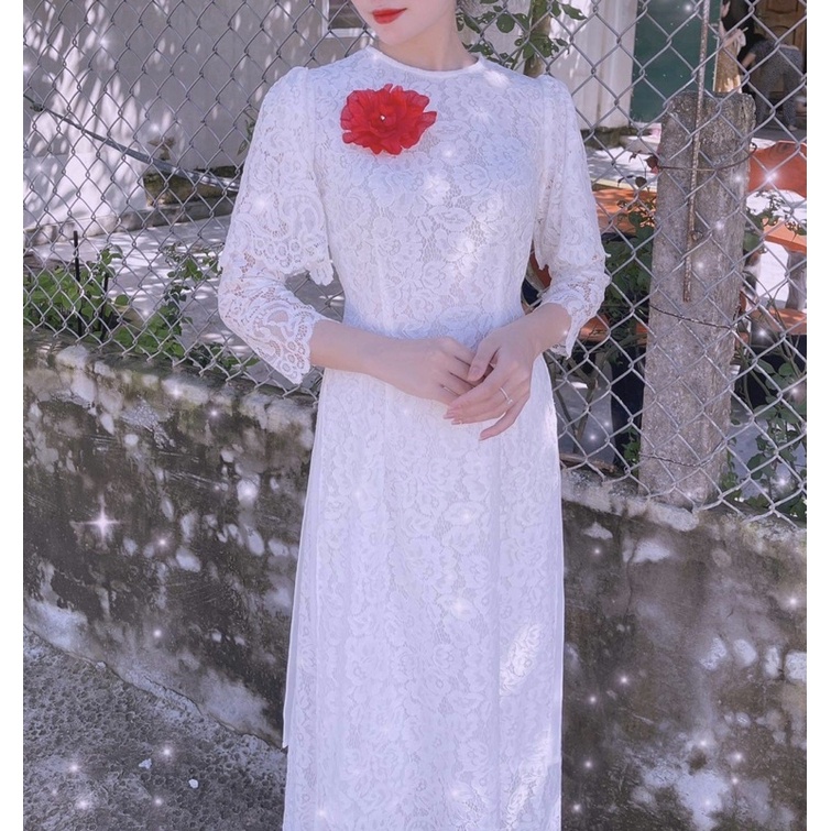 áo dài ren gân 4 tà lót lụa, áo dài cách tân , áo dài đẹp