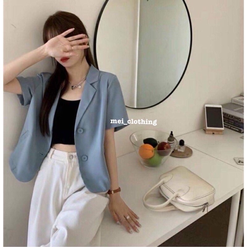 Áo blazer trơn cộc tay túi chéo nhiều màu/ Áo vest nữ dáng ngắn B9