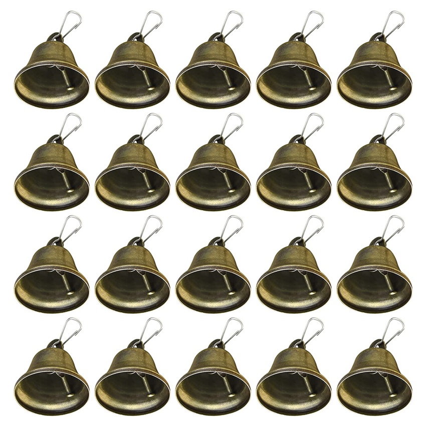 Set 20 Chuông Đồng Cổ Điển Có Móc Lò Xo Treo Trang Trí Nhà Vệ Sinh / Đám Cưới / Giáng Sinh