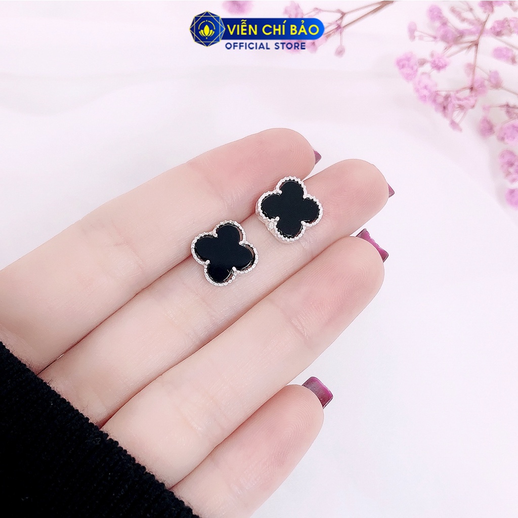 Bông tai bạc nữ cỏ bốn lá may mắn khuyên tai nữ bạc 925 thời trang phụ kiện trang sức nữ Viễn Chí Bảo B400206