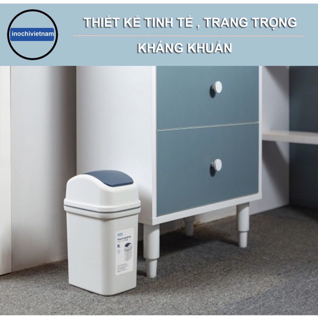 Thùng rác nhựa  🌈 FREE SHIP 🌈 Thùng rác nhựa nắp lật Inochi Nhật dung tích 5L- 10L - 15L đẹp tiện dụng