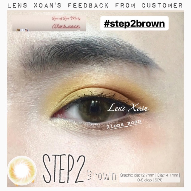 KÍNH ÁP TRÒNG STEP2 BROWN CỦA LENS ME ( 6 THÁNG) : Lens nâu vân xoáy trong veo tự nhiên | Lens Xoắn ( GIÁ 1 CHIẾC)