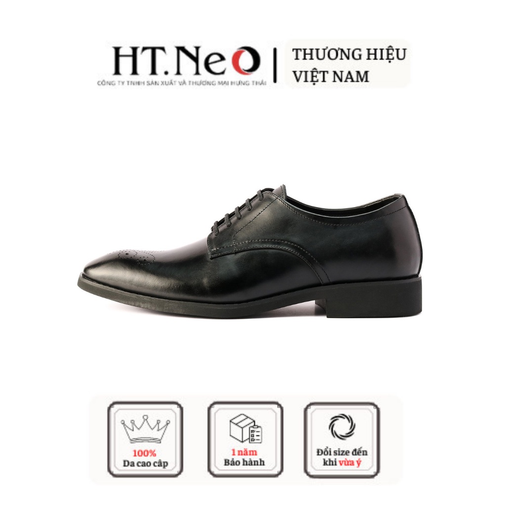 Giày tây nam da bò HT.NEO Da bò nguyên miếng Đế đúc cao su,thiết kế sành điệu, lịch lãm GT146