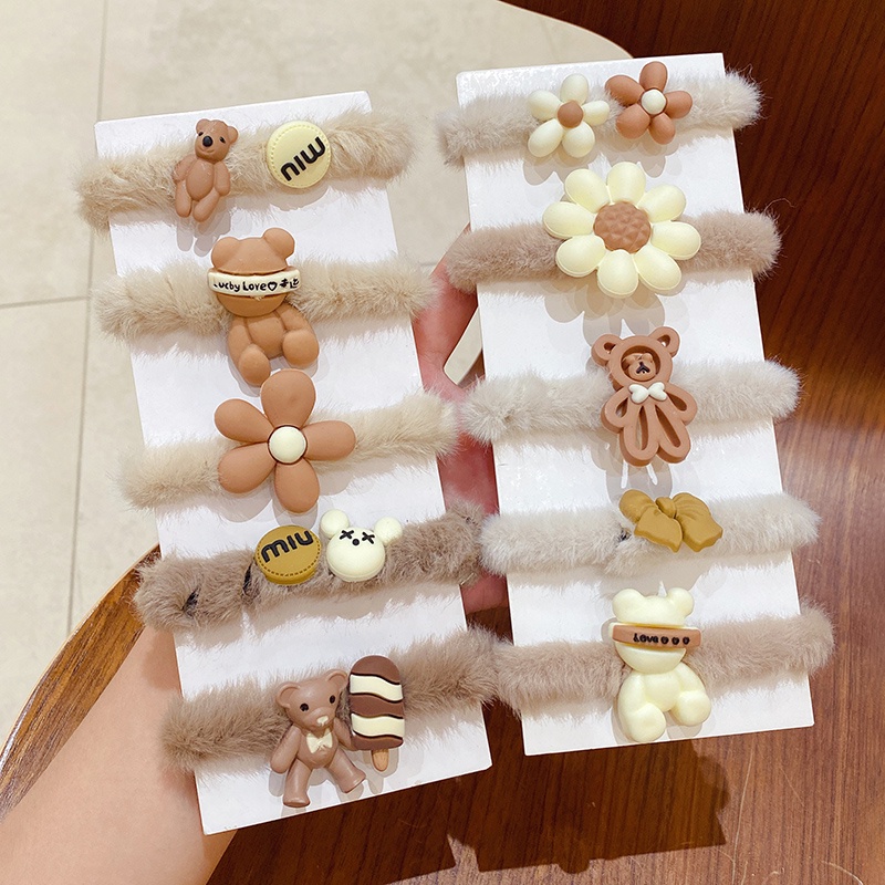 Dây Buộc Tóc Vải Kaki Hình Gấu Dễ Thương Cho Bé Gái