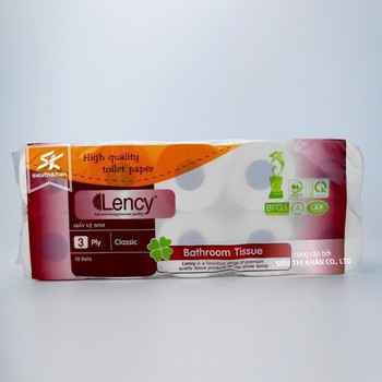 GIẤY VỆ SINH LENCY NÂU 10 CUỘN 3 LỚP CÓ LÕI