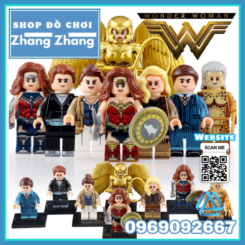 Đồ chơi Xếp hình Nữ thần Wonder Woman gồm Cheetah Diana Steve Trevor - Barbara Minerva - Maxwell Lord Minifigures WM6100