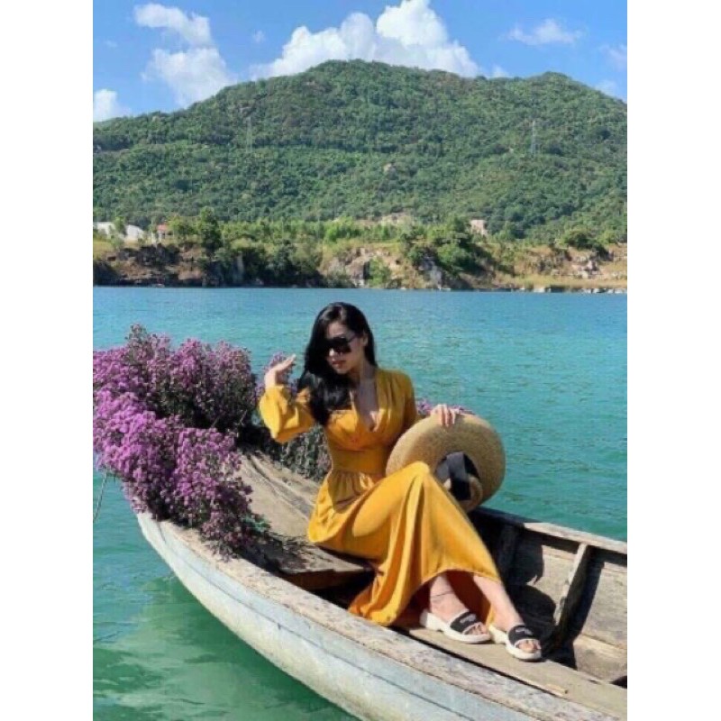 Hình thật Maxi voan chiffon vàng siêu đẹp và nổi bần bật!!!