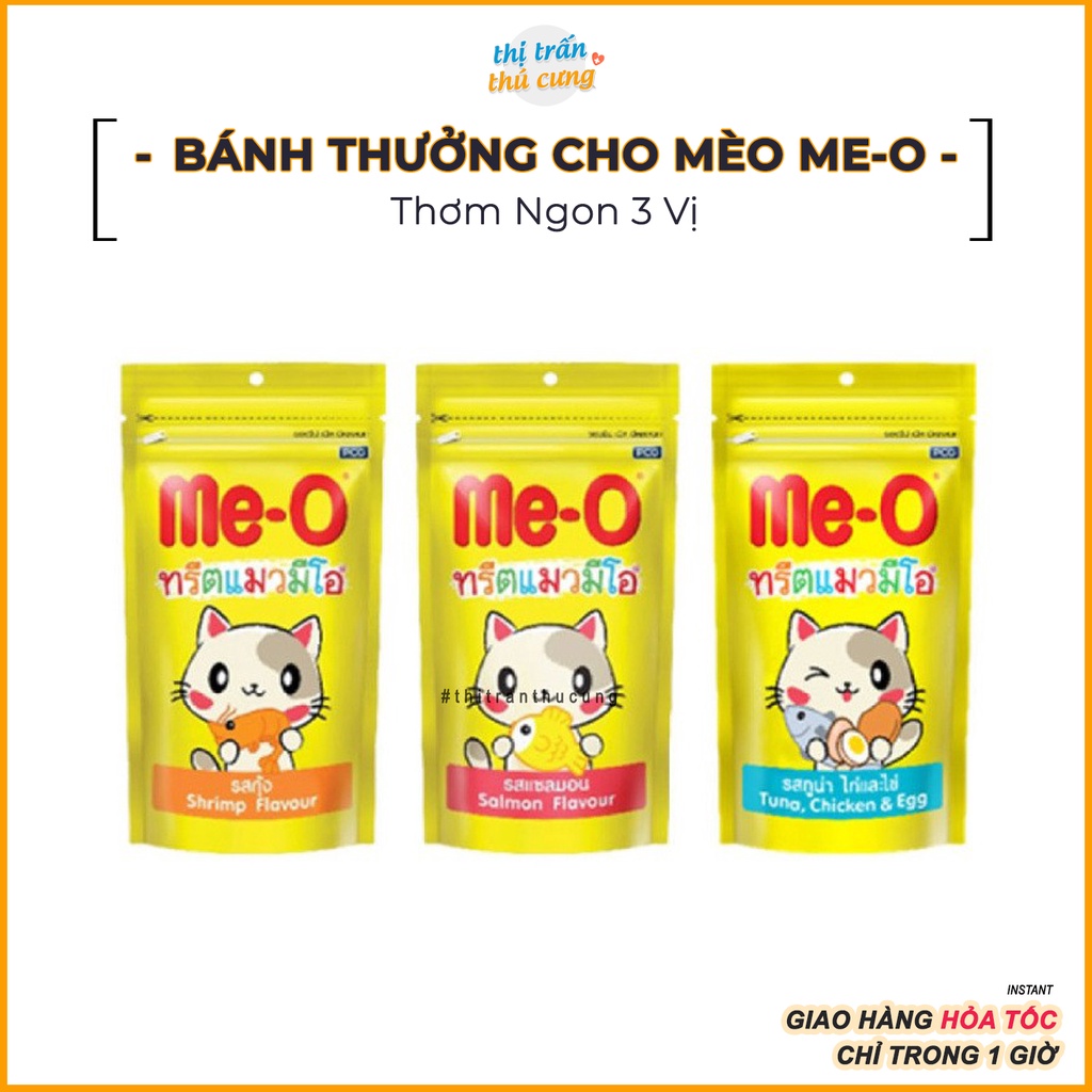 Snack Bánh thưởng cho mèo Me-o gói 50gr vị cá ngừ, gà và trứng