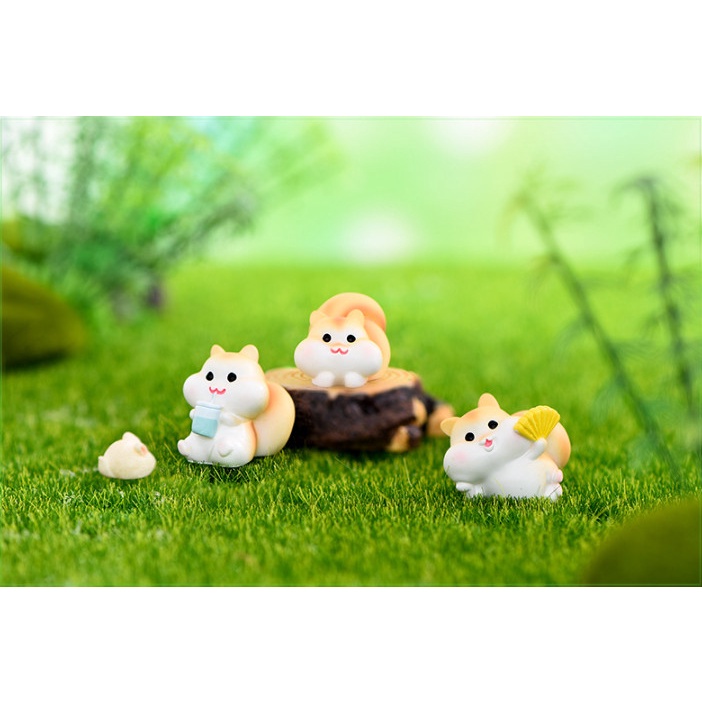 Mô hình gia đình sóc, nhà hạt dẽ, nhà nấm decor bàn, trang trí tiểu cảnh