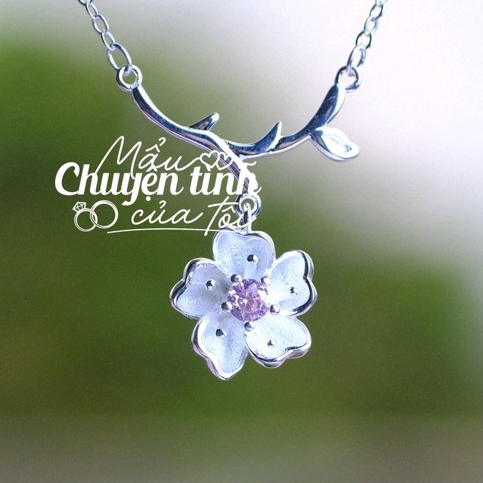 Dây chuyền Sakura - Dây chuyền bạc  - Tặng hộp nhung và khăn lau bạc  Fullbox - Mẩu chuyện tình của tôi