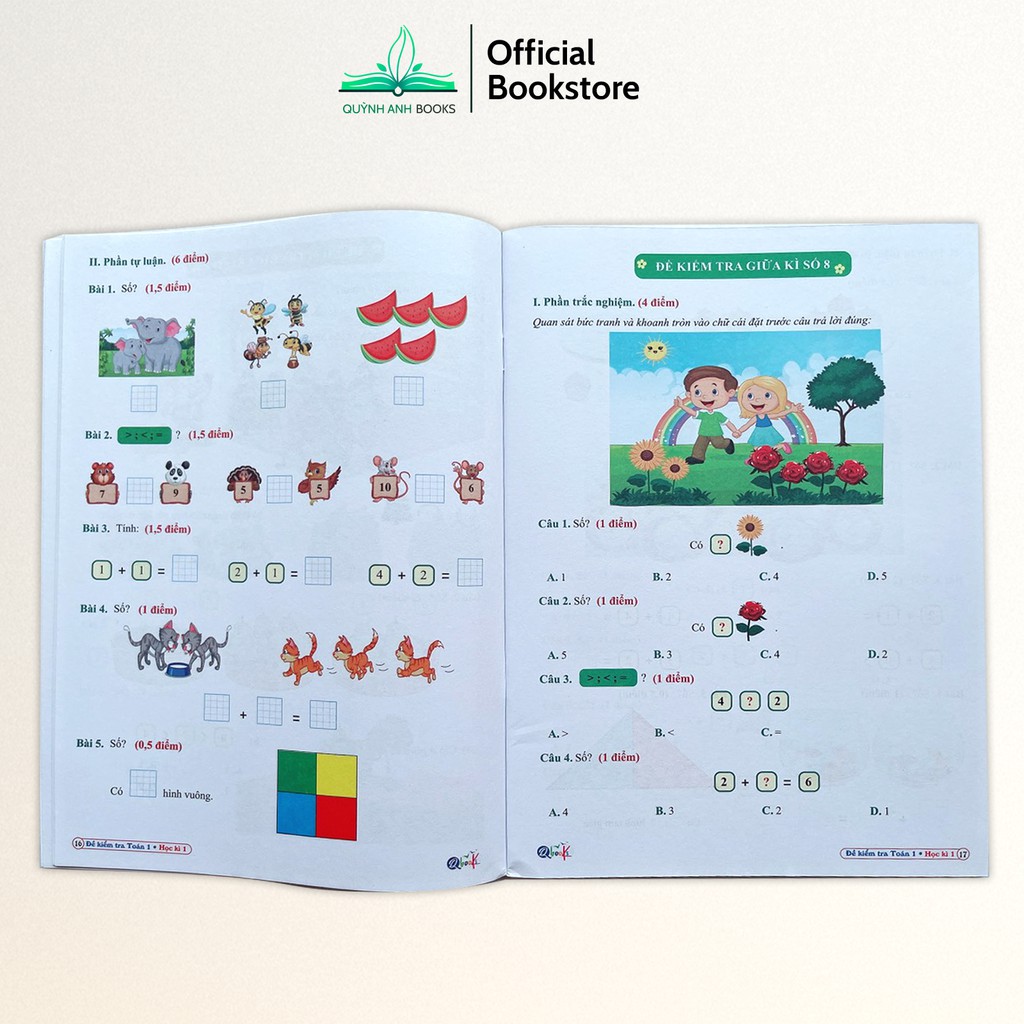 Sách - Combo Đề kiểm tra toán và tiếng việt lớp 1 học kỳ 1  - NPH Qbooks