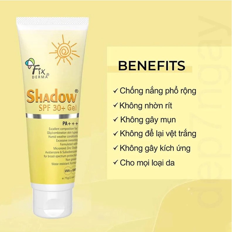 Kem, Gel Chống Nắng Dưỡng Ẩm Da FIXDERMA Shadow 75g
