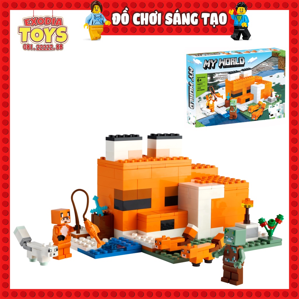 Xếp hình Minecraft nhân vật trò chơi My World Ngôi nhà cáo : The Fox Lodge - Đồ Chơi Lắp Ghép Sáng Tạo - SX1077