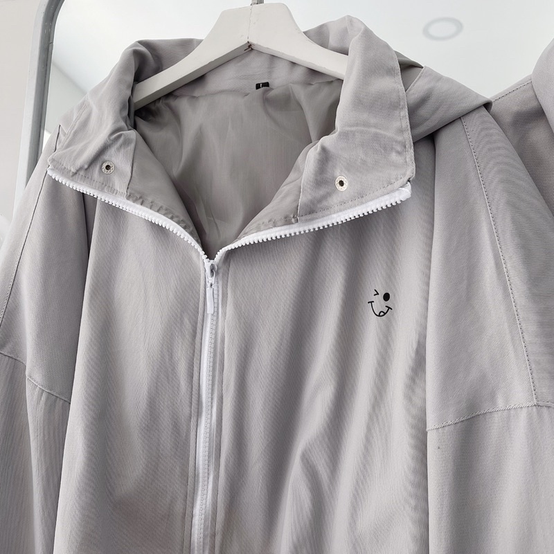 Áo khoác kaki smile màu xám ảnh thật unisex
