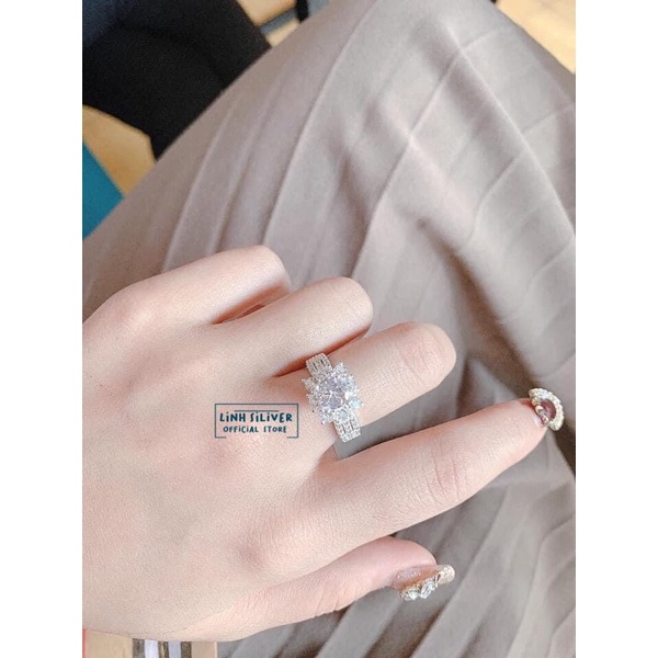 Nhẫn nữ đá cao hot trend bạc ta cho bạn nữ