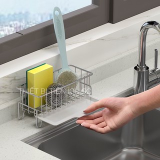 Kệ , Khay Đựng Đồ Rửa Chén , Giẻ Rửa Bát , Chai Dầu Rửa Bát INOX SUS304 Cao Cấp Có Khay Nhựa Hứng Nước