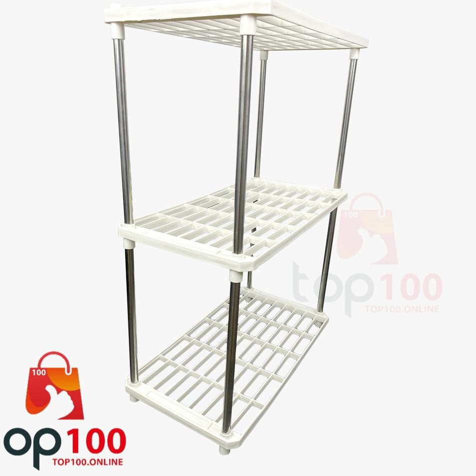 Kệ Nhựa Đựng Gia Vị 3 Tầng Bằng Thép Không Gỉ Tiện Dụng Cho Nhà Bếp / Phòng Tắm