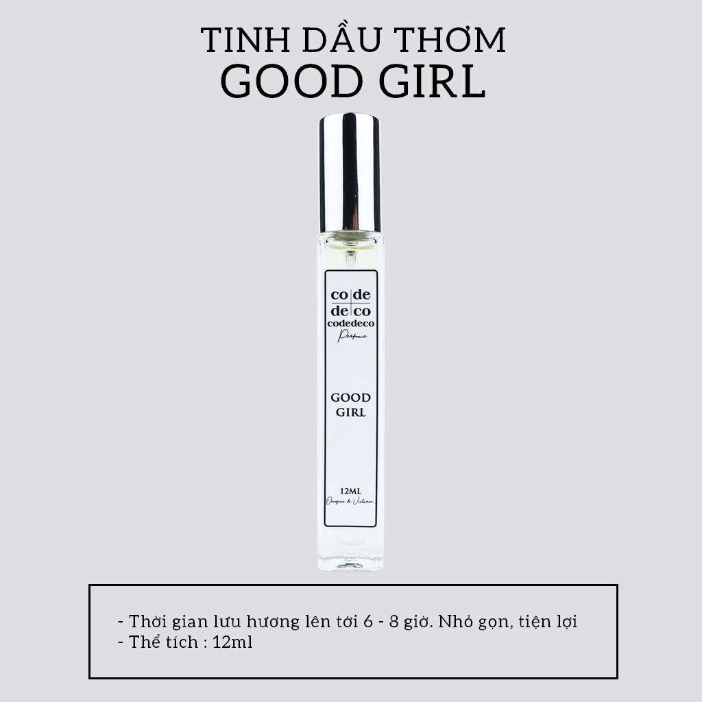 Tinh dầu thơm Code Deco Good Girl 10ml, Ngọt Ngào, Gợi Cảm, Quyến Rũ