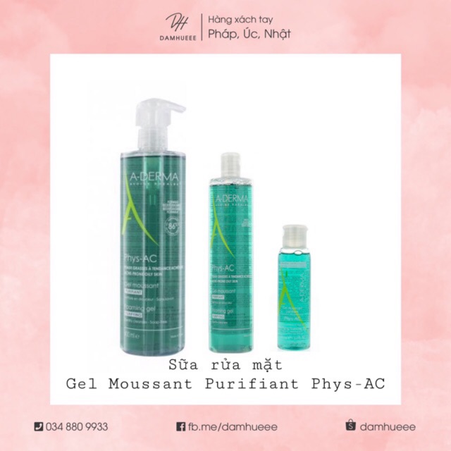 Sữa rửa mặt ADERMA phys-AC cho da mụn