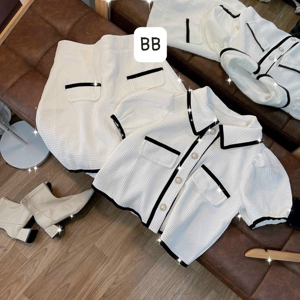 Set bộ nữ,set dự tiệc áo kèm chân váy 4 màu tiểu thư dễ thương
