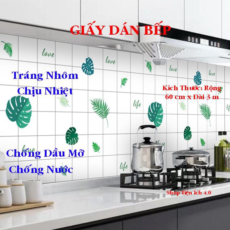 [Mã LIFEHLDEC giảm 10% đơn 99k] [ 3 m ] Giấy Dán Bếp Tráng Nhôm Chịu Nhiệt Chống Dầu Mỡ Khổ Rộng 60 cm x Dài 3 m