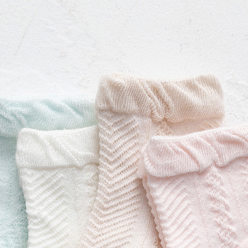 Vớ Lưới Cotton Mềm Mại Thoáng Khí Màu Trơn Dành Cho Bé