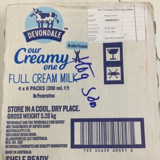 Date Thùng 24 hộp sữa tươi úc Devondale 200ml date mới nhất