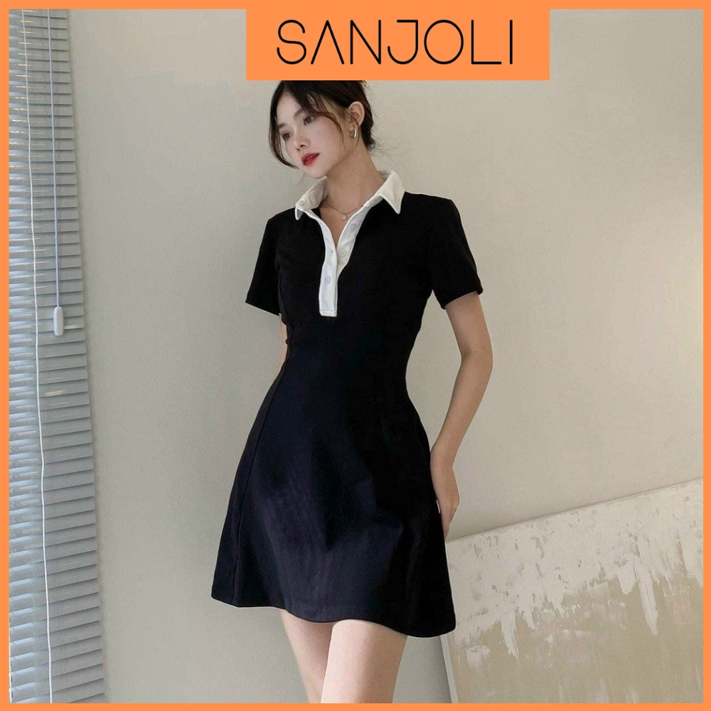 Váy Polo SANJOLI Đầm Ôm Body Dự Tiệc Nữ Thắt Eo Chất Thun Suông Thiết Kế Ôm Dáng Sexy Phong Cách Tiểu Thư Bigsize VD024