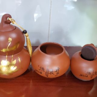 Hủ đựng trà hồ lô 2 ngăn đất tử sa
