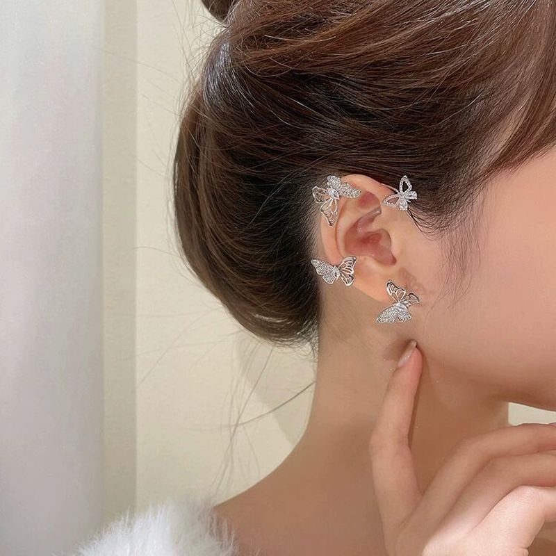 Bông Tai Dạng Kẹp Đính Đá Zircon Hình Bướm Phong Cách Bohemian Đơn Giản Dành Cho Nữ