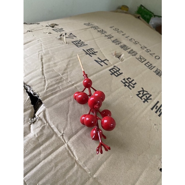Chùm Quả Cherry, Nhánh Đào Đông Trang Trí Giỏ Quà, Noel,Hoa Sáp Hoa Lụa, Làm Oản - Phụ Kiện Trang Trí.