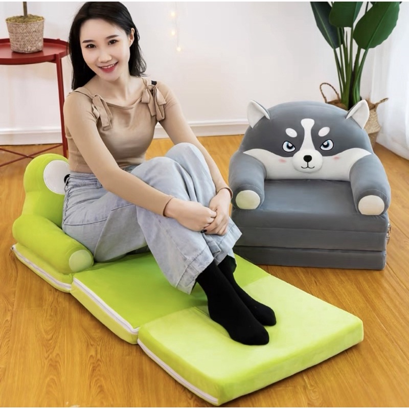 Ghế Sofa Giường - Ghế Lười Hình Bông Thú Đáng Yêu Cho Bé Ghế 3 Tầng 2 Trong 1 Vừa Nằm Vừa Ngồi Nhiều Hình Dễ Thương