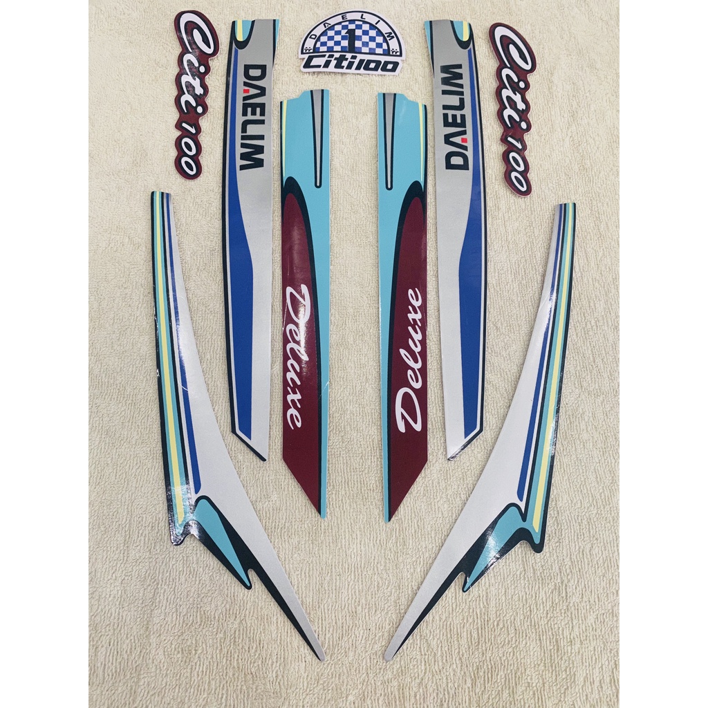 Bộ tem decal dán xe máy honda city 100 màu nâu xanh zin thái siêu đẹp