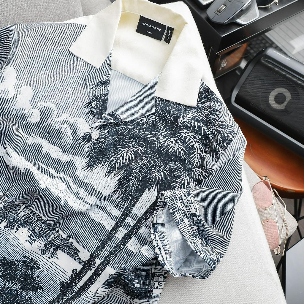 Set Nam Shirt Summer Landscape, Chất Vải Rayon Thoải Mái, SB0011-01,SOMEHOW