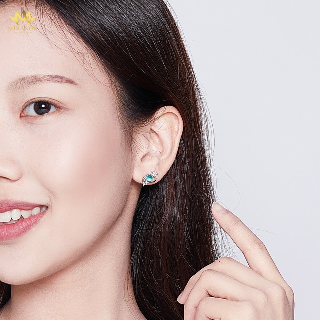 Khuyên Tai Bạc Nữ MIRASON Vũ Trụ Xanh Và Ngôi Sao Sáng Lấp Lánh MBTHTX - Bông Tai Nữ Bạc 925 Cao Cấp
