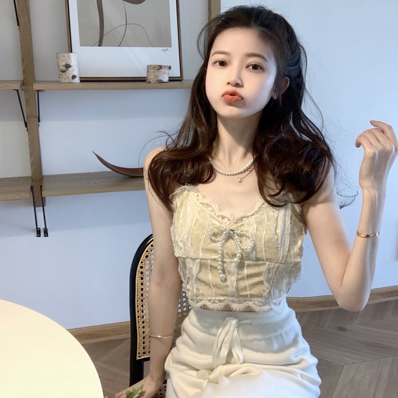 Áo Hai Dây Phối Ren Quyến Rũ Thời Trang Mùa Hè Dành Cho Nữ