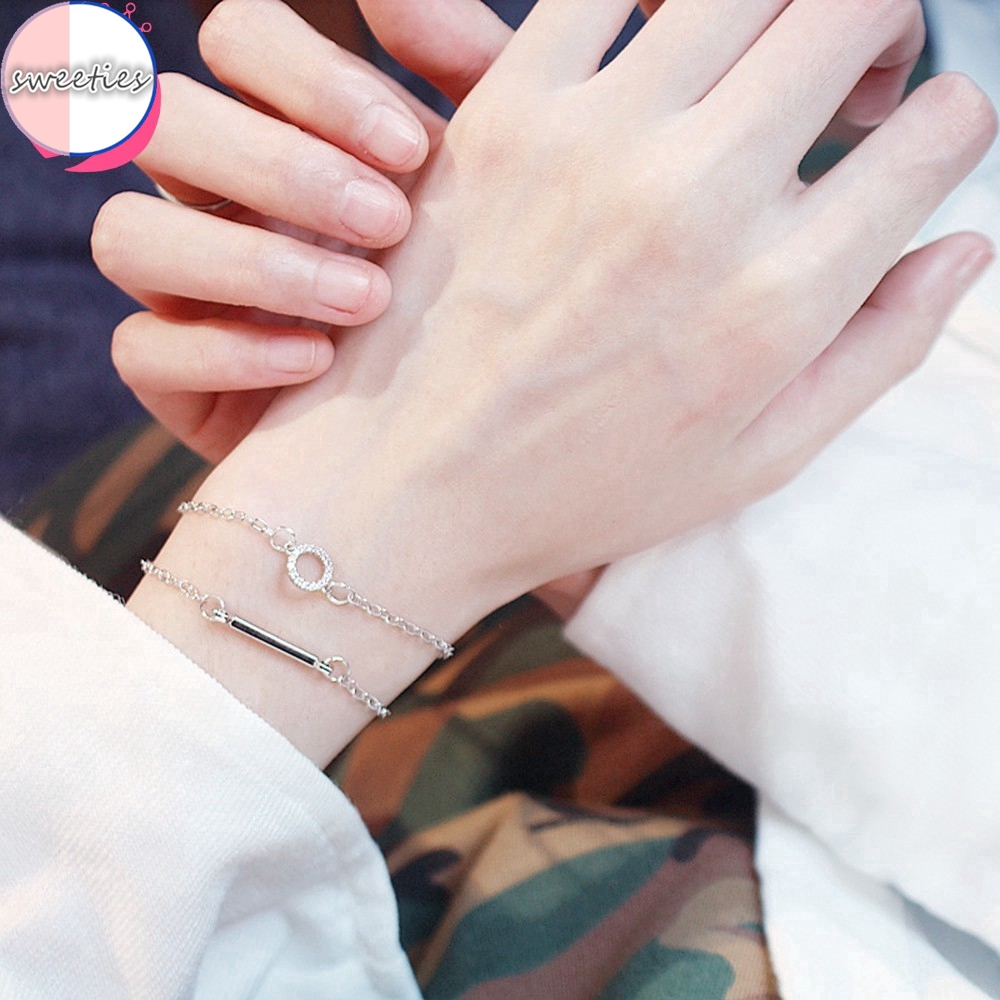 Vòng Tay Mạ Bạc 925 Thiết Kế Đơn Giản Phong Cách Hàn Quốc Cho Nữ
