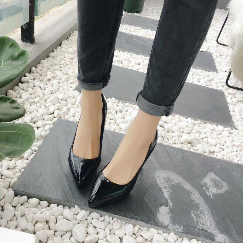 Giày cao gót nữ đế nhọn 10 phân chất da bóng Full 3 màu cực hót (Đen, Trắng, Nude) | BigBuy360 - bigbuy360.vn