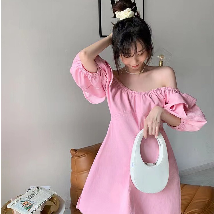 Đầm PERTY dáng ngắn cổ chữ V phong cách Hàn Quốc ngọt ngào thời trang mùa thu 2022 dành cho nữ