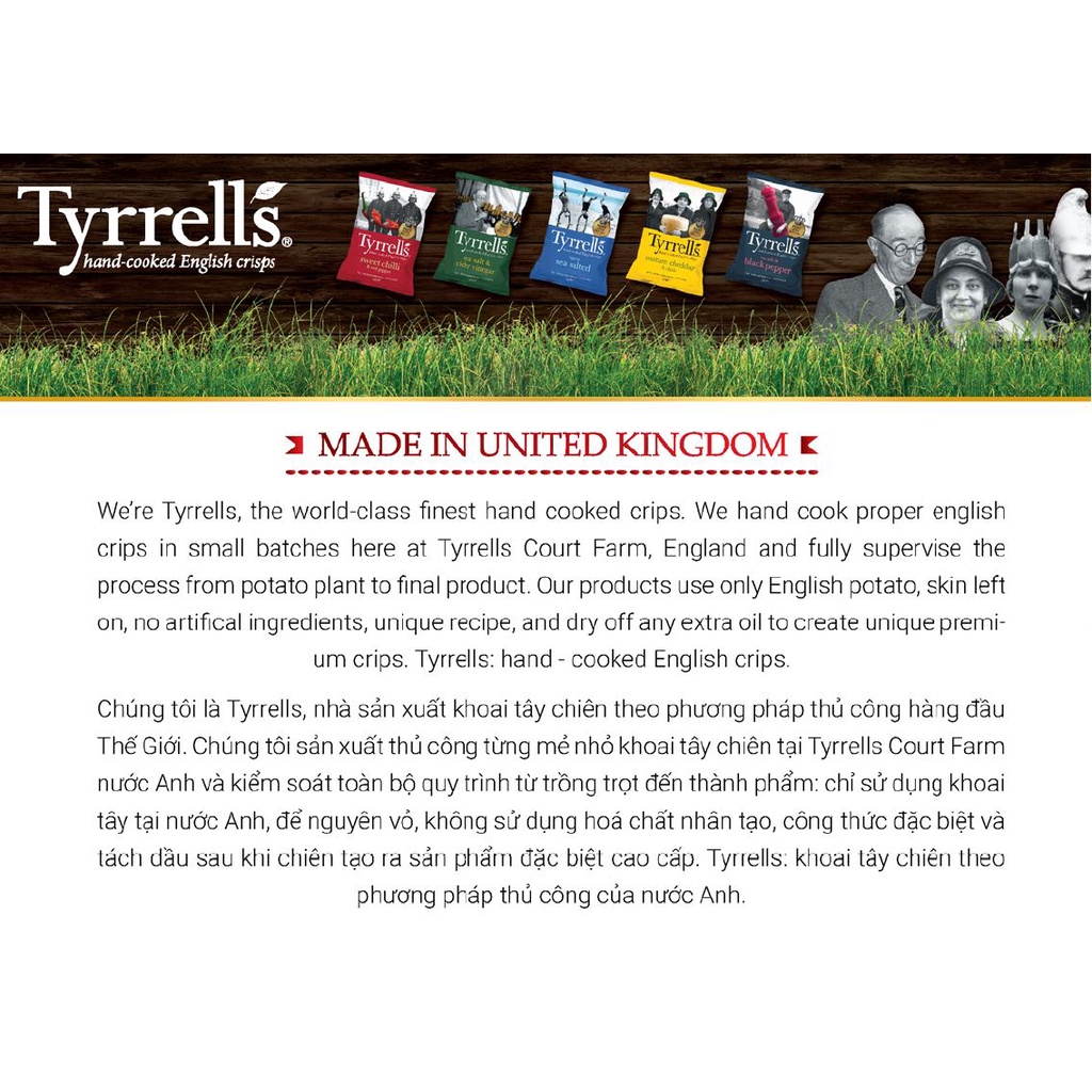 Snack Khoai tây chiên Tyrrells các vị 150g
