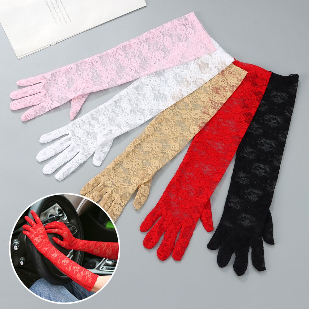 Găng Tay Ren Hoa Dài Co Giãn Chống Nắng Thời Trang Cho Nữ