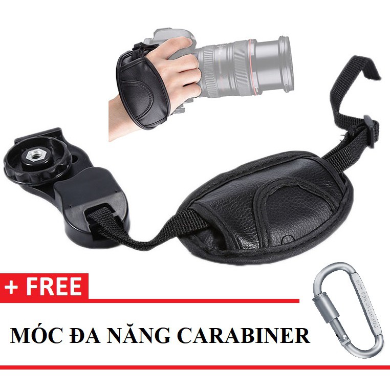 ✔️✔️ DÂY ĐEO MÁY ẢNH HỖ TRỢ CẦM 1 TAY DA PU - TẶNG 1 MÓC ĐA NĂNG CARABINER
