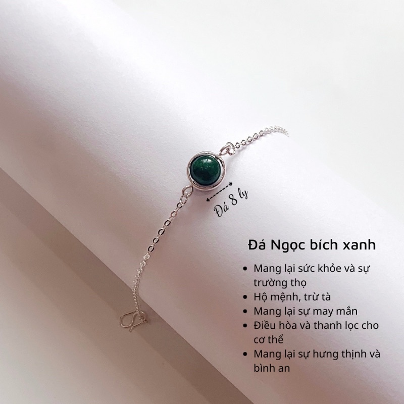 Lắc tay bạc nữ nguyên chất mix đá phong thuỷ ngũ hành 8 ly LAVESTA LA555