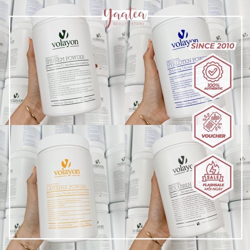 Mặt nạ Volayon Powder tảo xoắn - cấp nước - bùn khoáng Spinem Hyaloten Stoquiren Powder