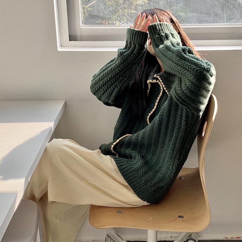 Áo cardigan dệt kim dày dặn phong cách thời trang hàn quốc mới dành cho nữ